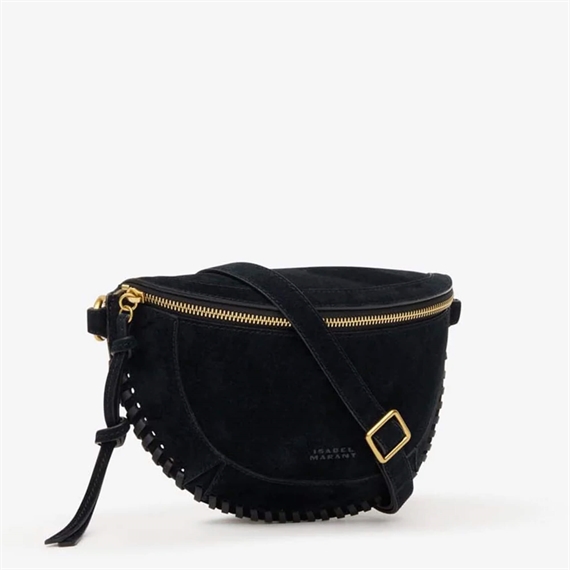 Isabel Marant SKANO Braided Bæltetaske, Black Suede  